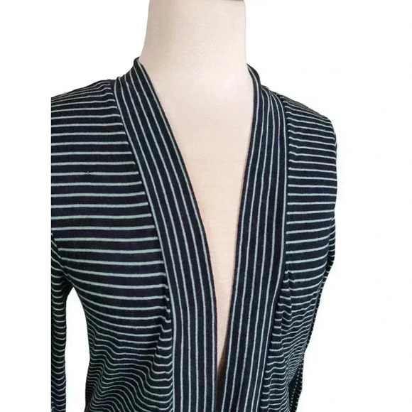 J. Crew Open Front Cardigan Navy and Light Blue Striped Women's Size Med - Picture 2 of 6